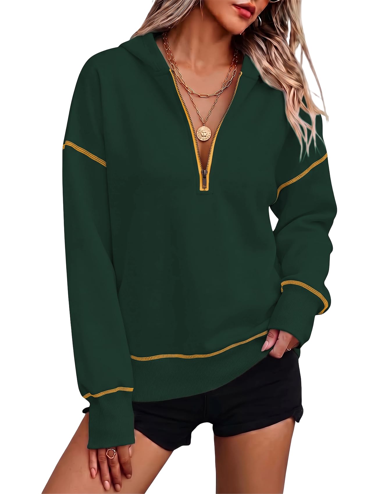 Womens Hoodie Half Zip Up Sweatshirt Casual Fall Outfits Clothing