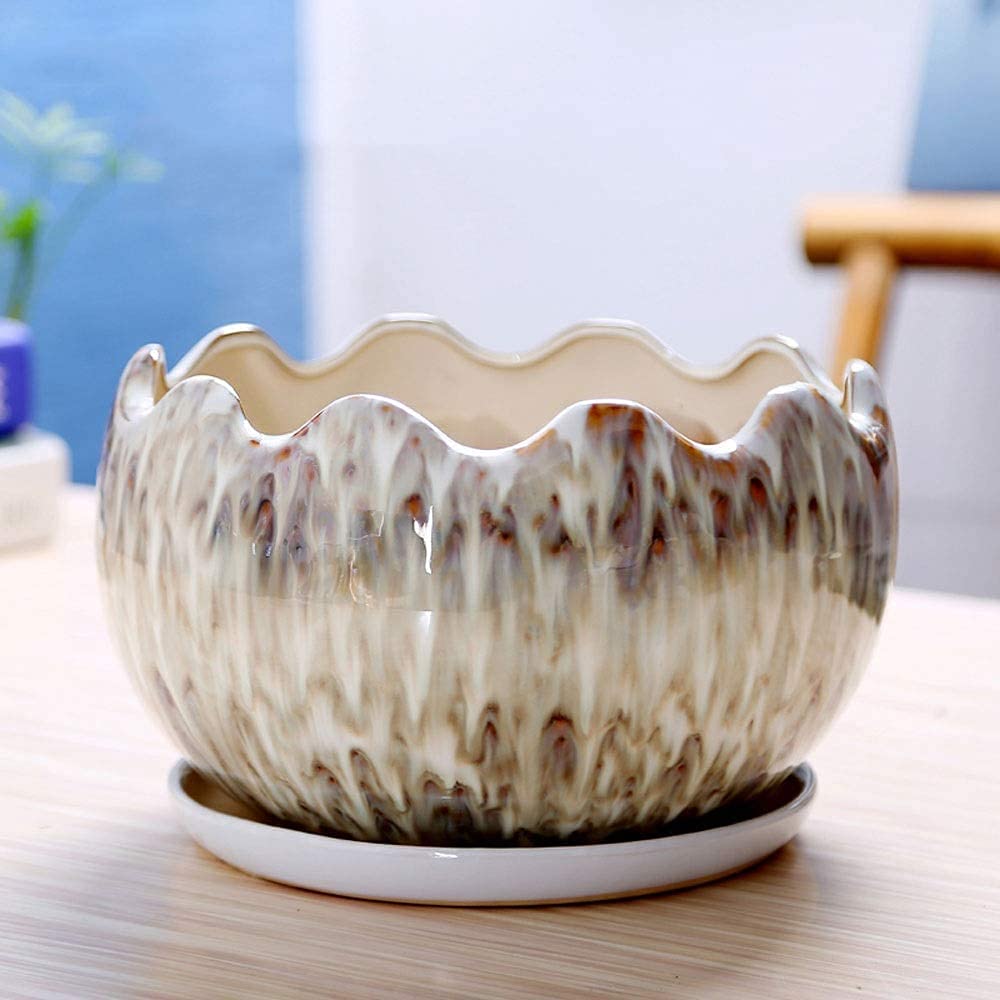 Doniczka ceramiczna bardzo duża z tacą na rośliny doniczkowe kwiat zielony pojemnik na sadzarkę do roślin wewnątrz na zewnątrz na kwiat orchidei kaktus biuro w domu wystr