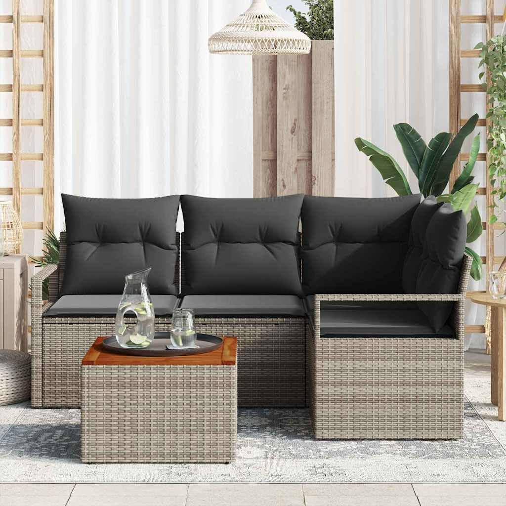 modułowy polirattan zestaw sof ogrodowy taras Szary 177 x 122 x 69 cm