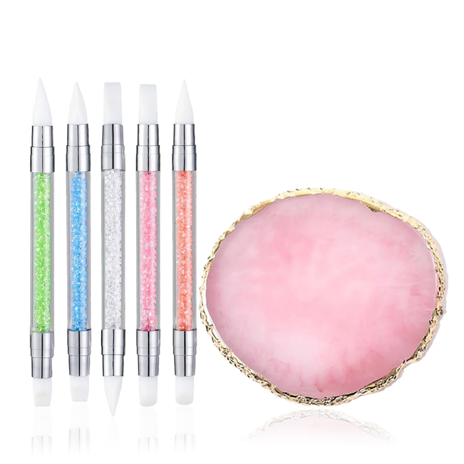 Resin Nail Art Palette with 5Pcs Nail Art Sculpture Pen Dual Tipped Silicone Nail Tools Nail Art Acrylic