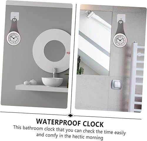 Miniatura 7 de ABOOFAN Reloj de pared con ventosa para baño, reloj de pared silencioso para decoración del hogar, reloj de baño, impermeable, reloj digital de
