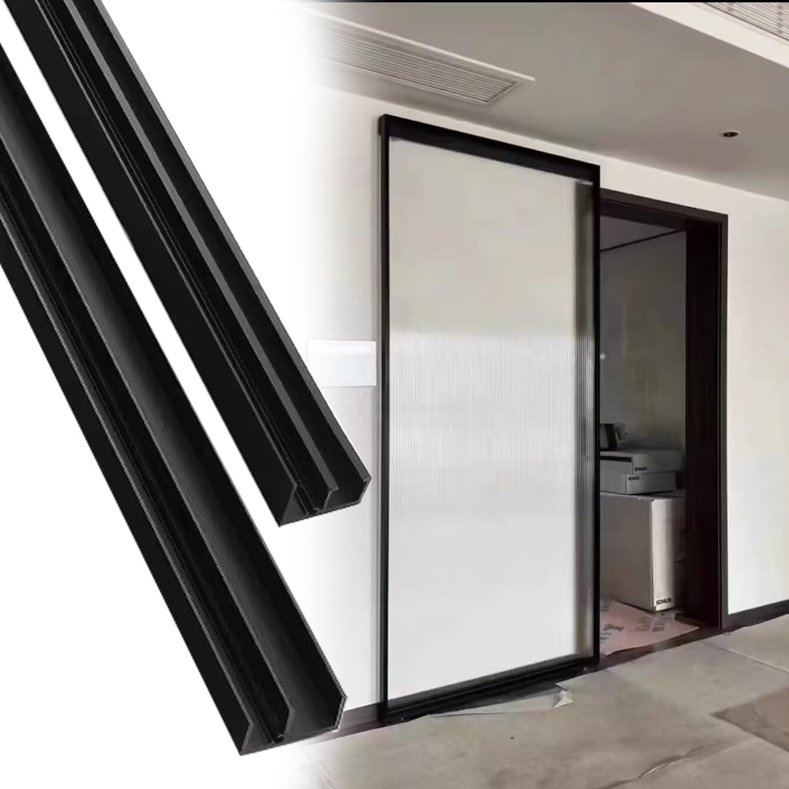 Minglez Sliding Door Kit Concealed Barn Door Hardware Kit 30 48 42 24 36 32, Soft Close Hidden Track Barn Door Set, Invisible Trackless Ghost Door for Single Wooden Door(64cm/25.2in)