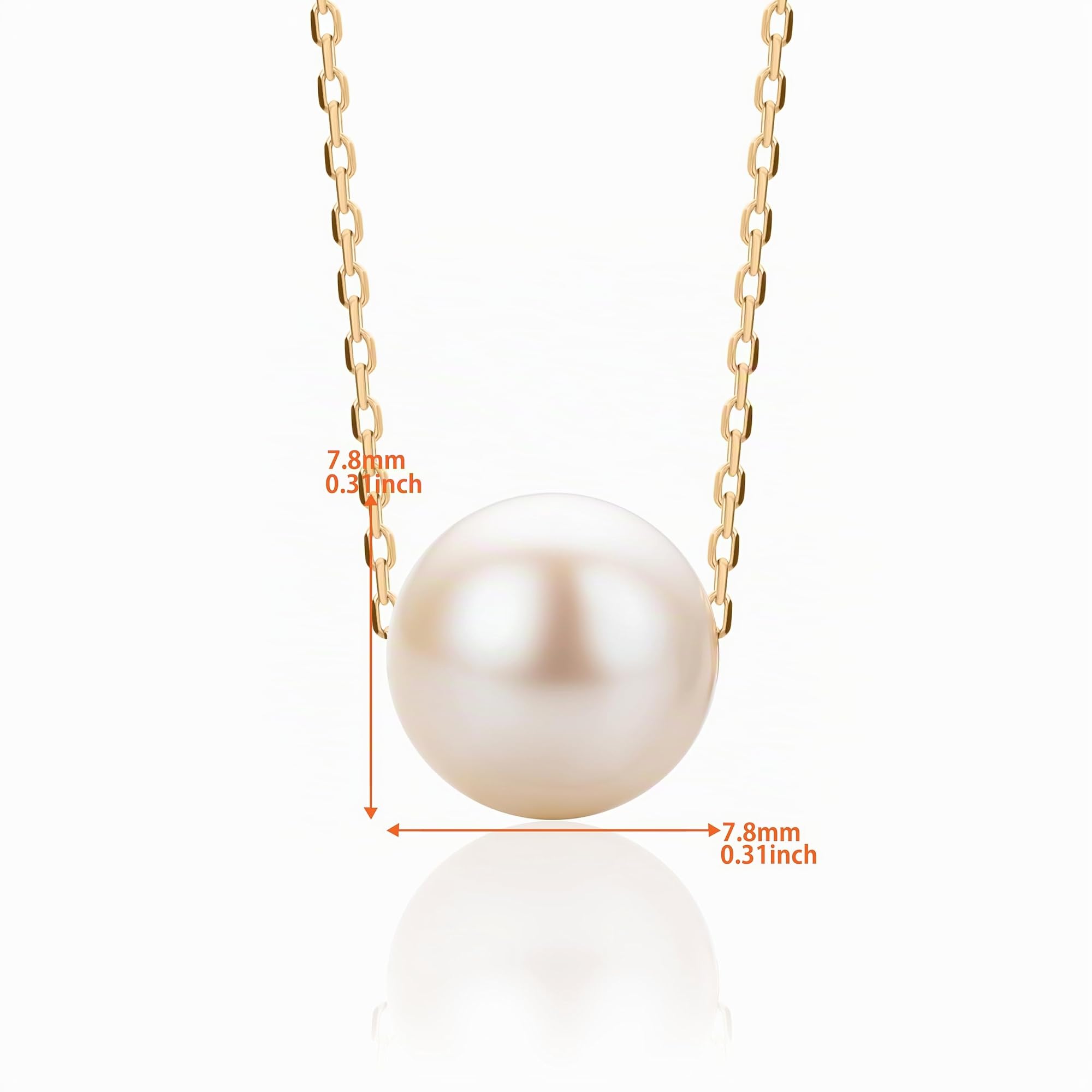 Orovi Kette Gold – 14K Gelbgold 585– Perlenkette Damen, Kettenanhänger Gold weiße Süßwasserperle 8 mm, Perlen Anhänger, Hypoallergene Goldkette 40+2cm, Goldschmuck, Schmuck Damen, mit edler Schmuckbox
