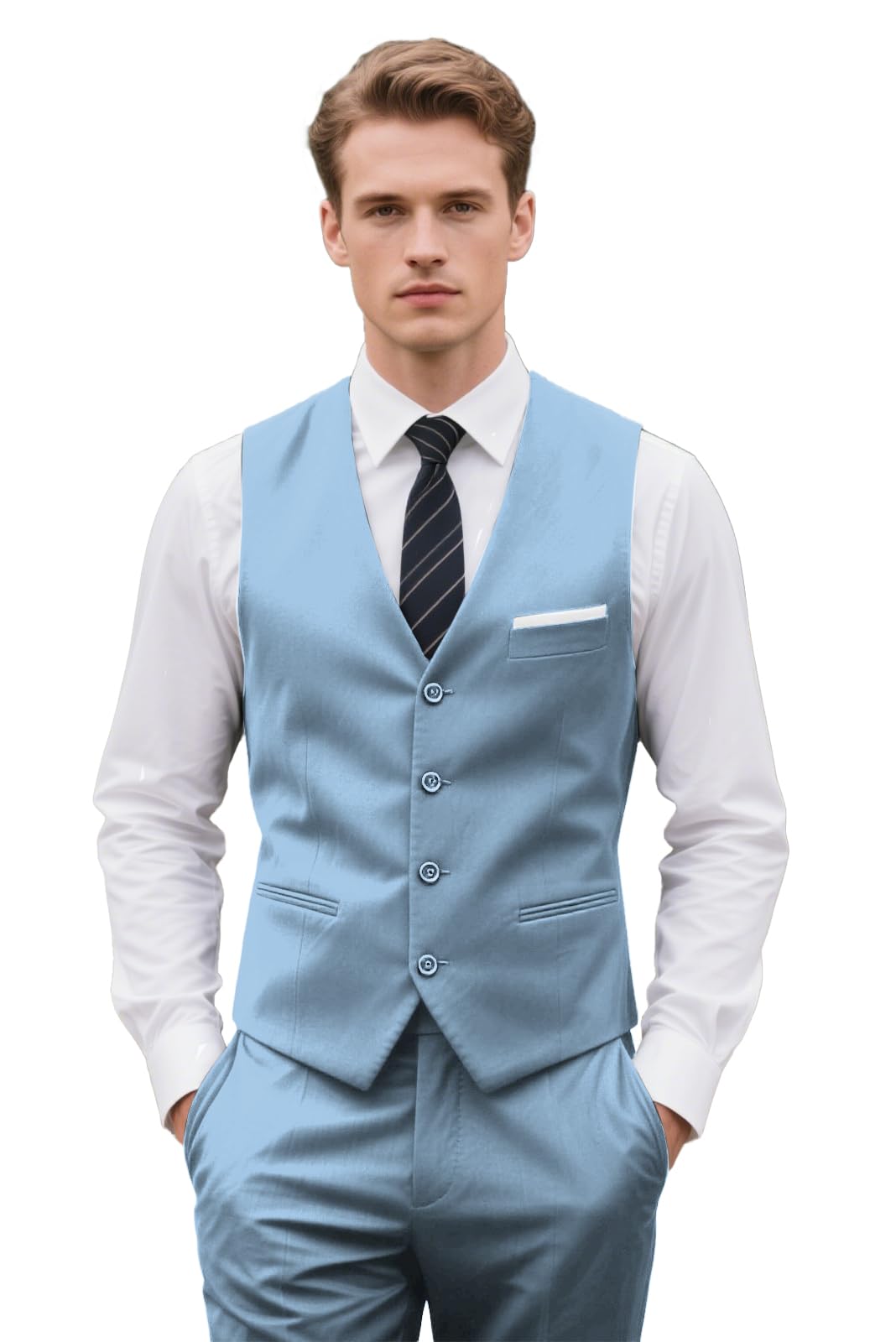 Set di 2 pantaloni da uomo slim fit, per l'estate, la spiaggia, il matrimonio, il testimone dello sposo