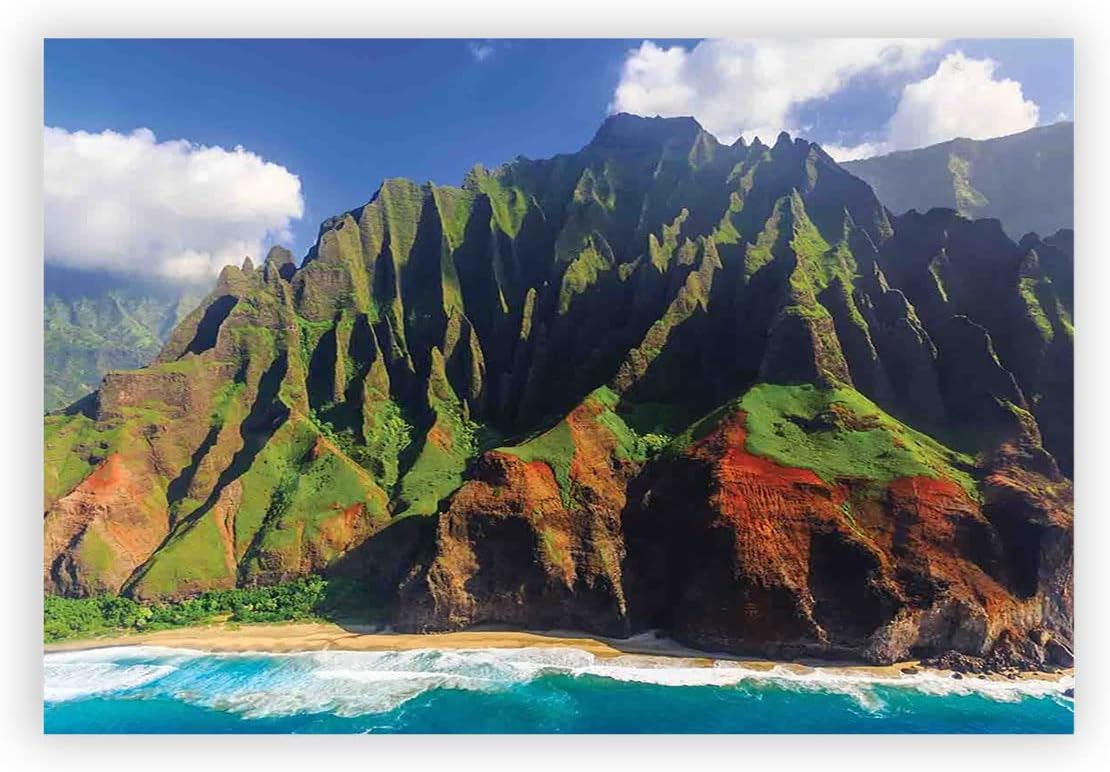 Hawaiian Hawaii Mountain Scenic Green Brown Canvas Prints