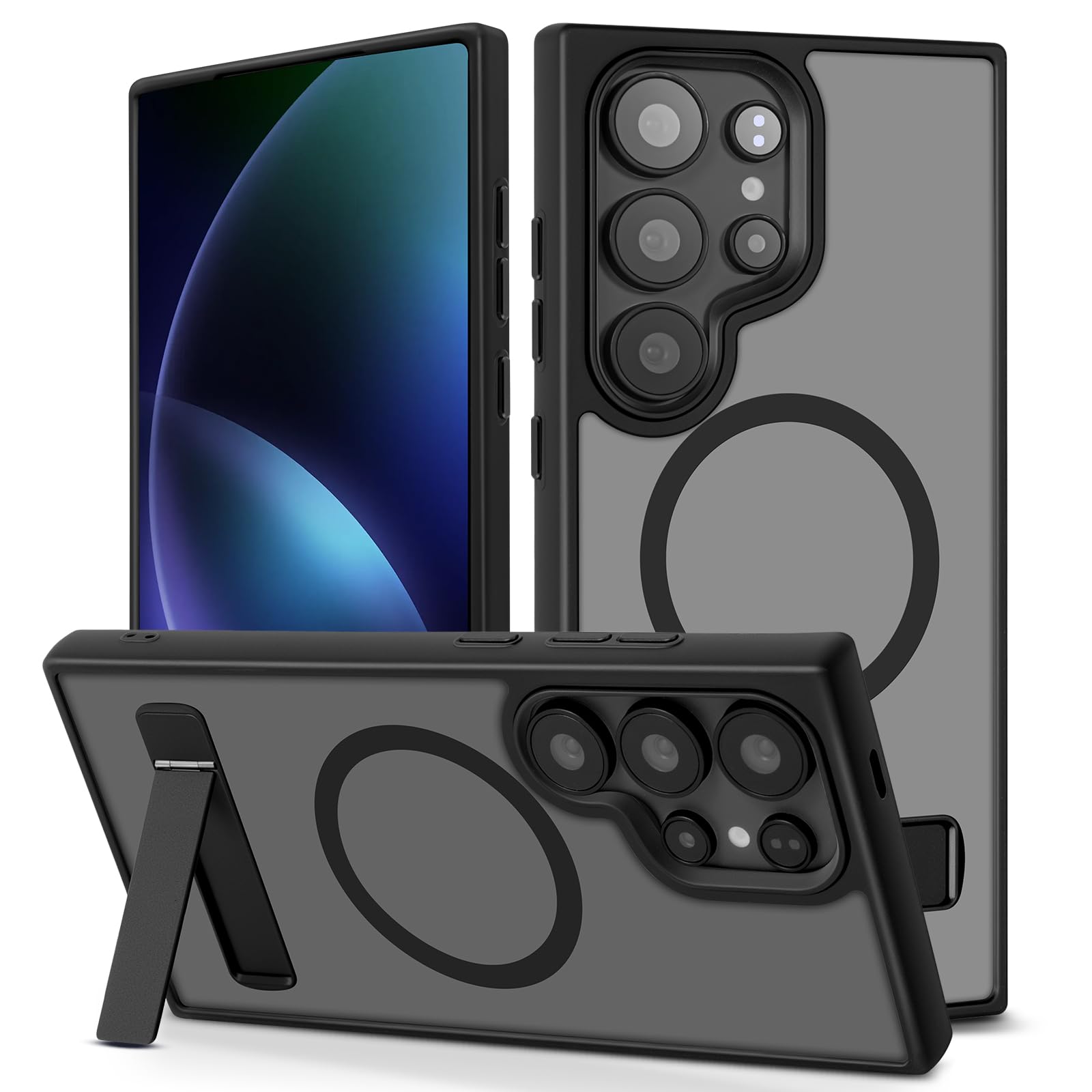 QKD Magnetic Case with Adjustable Kickstand for Samsung Galaxy S24 Ultra, Slim Mil-Grade Drop Protection, Compatible with MagSafe, Matte Protective