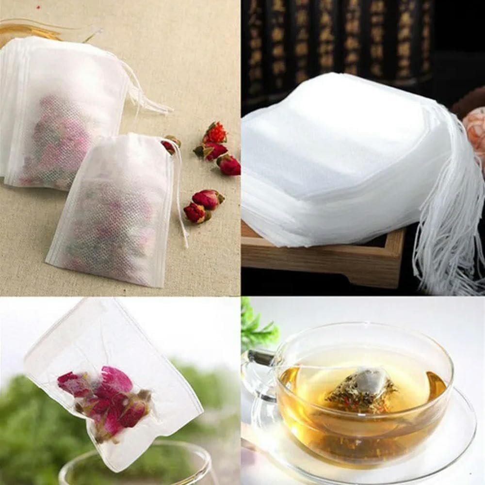 Bolsita de té vacía, bolsita de té de papel, Bolsas de filtro especias for té y café con cordón, tamaños múltiples no tejidos calidad alimentaria, 100 unidades(10 X 15cm)
