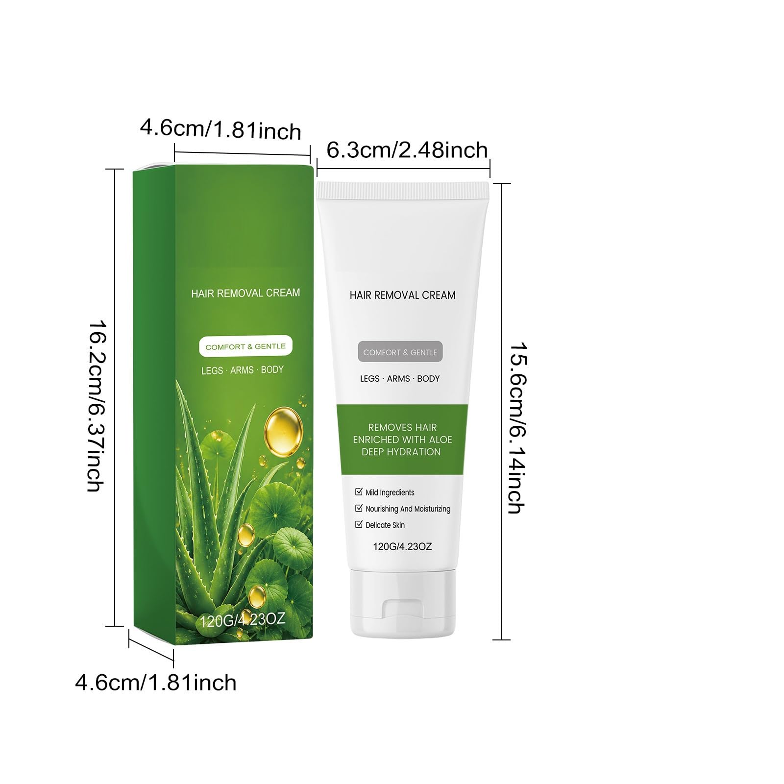 Crème dépilatoire à l'aloe vera, Crème dépilatoire pour peaux sensibles (5pcs)