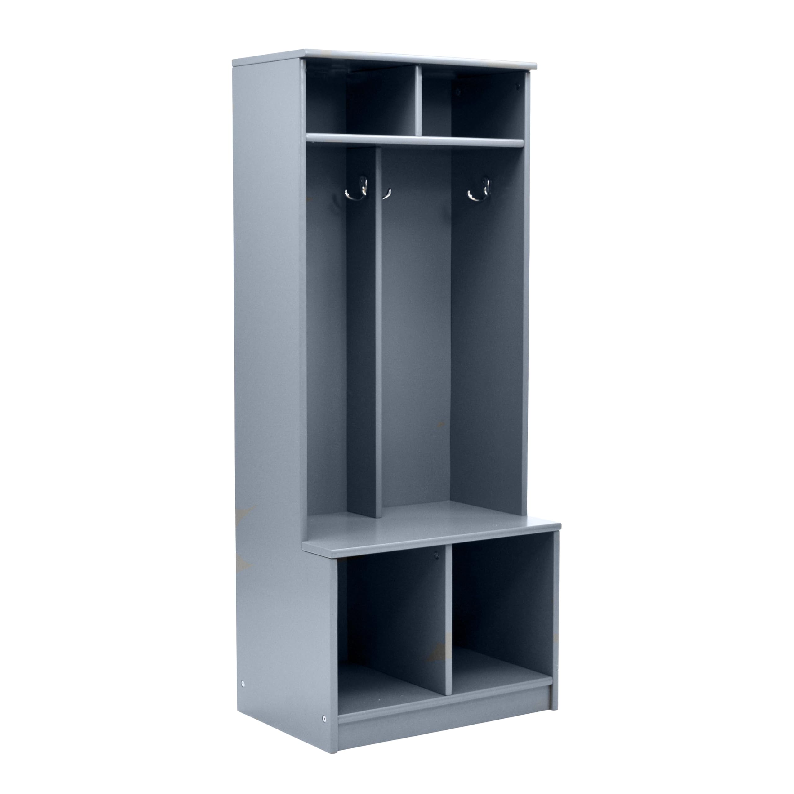 Little Partners Kids Wooden Locker, Two Cubby, 6 Compartment Open Storage Coat Locker for Toddlers and Kids, Durable Construction (Earl Grey)