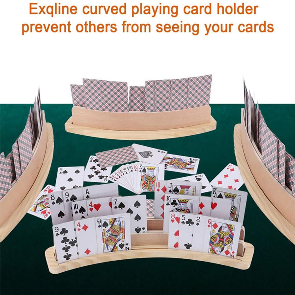 Spielkartenhalter Holz, Spielkartenhalter, Kartenhalter Spielkarten, Holz Freisprech Kartenständer, Stehender Pokerhalter, Hände Poker Halter für Kinder Erwachsene Senioren (B)