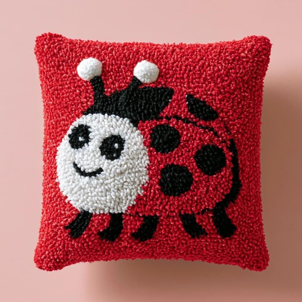 Taxpy Latch Hook Cushion Kits Ladybug 17X17 Inch