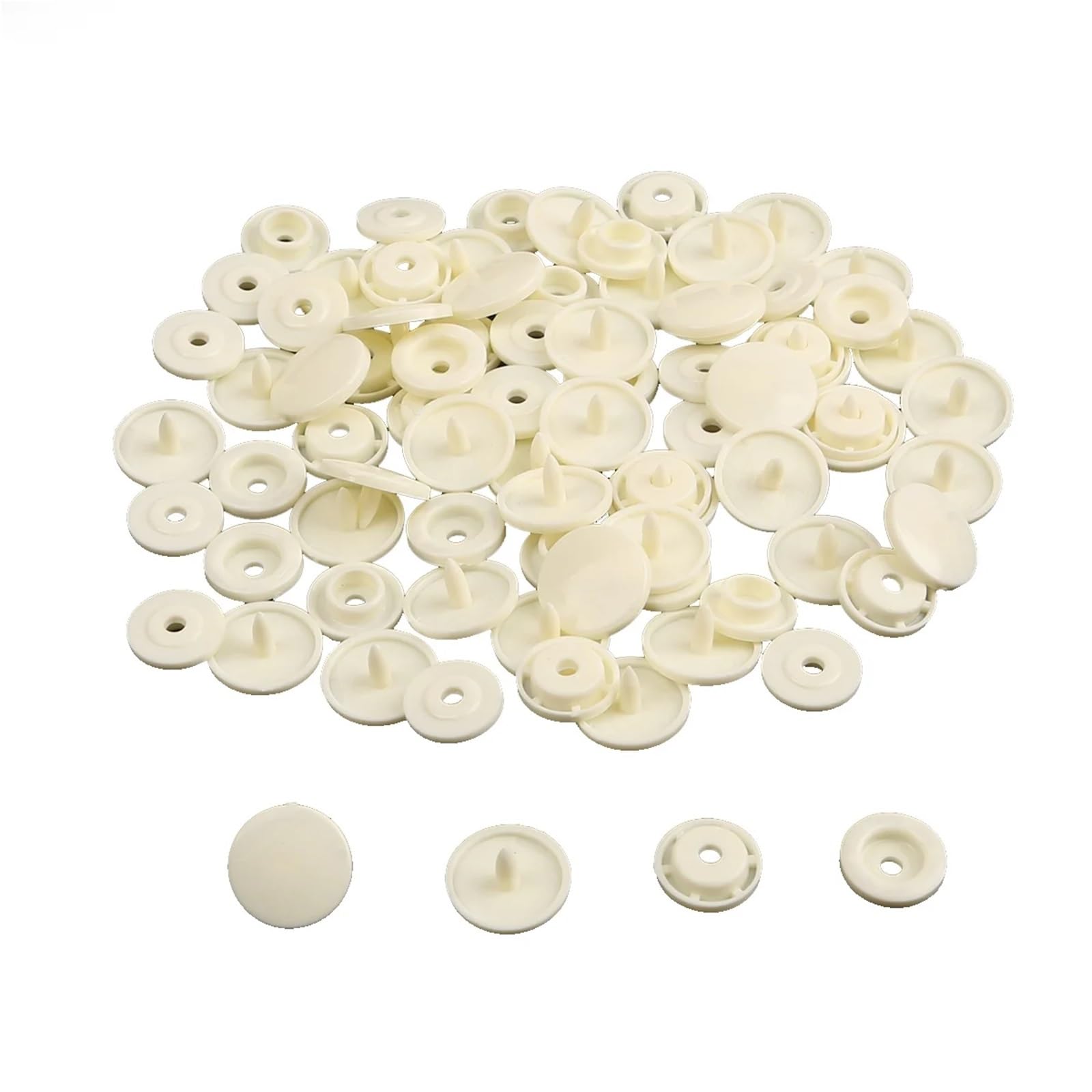 Xulvoz Ivory Plastic Snap Buttons 400 Sets T5 Snap Poppers Plastic Nylon Buttons Children's Buttons Kit For Baby Dolls Clothes Sewing Accessories