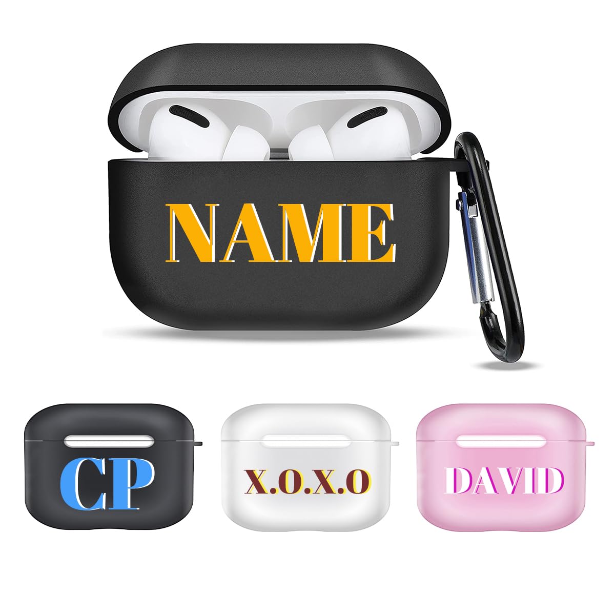 Personalized Airpod Case for Apple AirPods 3/2/1/Pro Generation with Keychain,Custom Name Letters Soft TPU Silicone Protective Cover for Men Women,