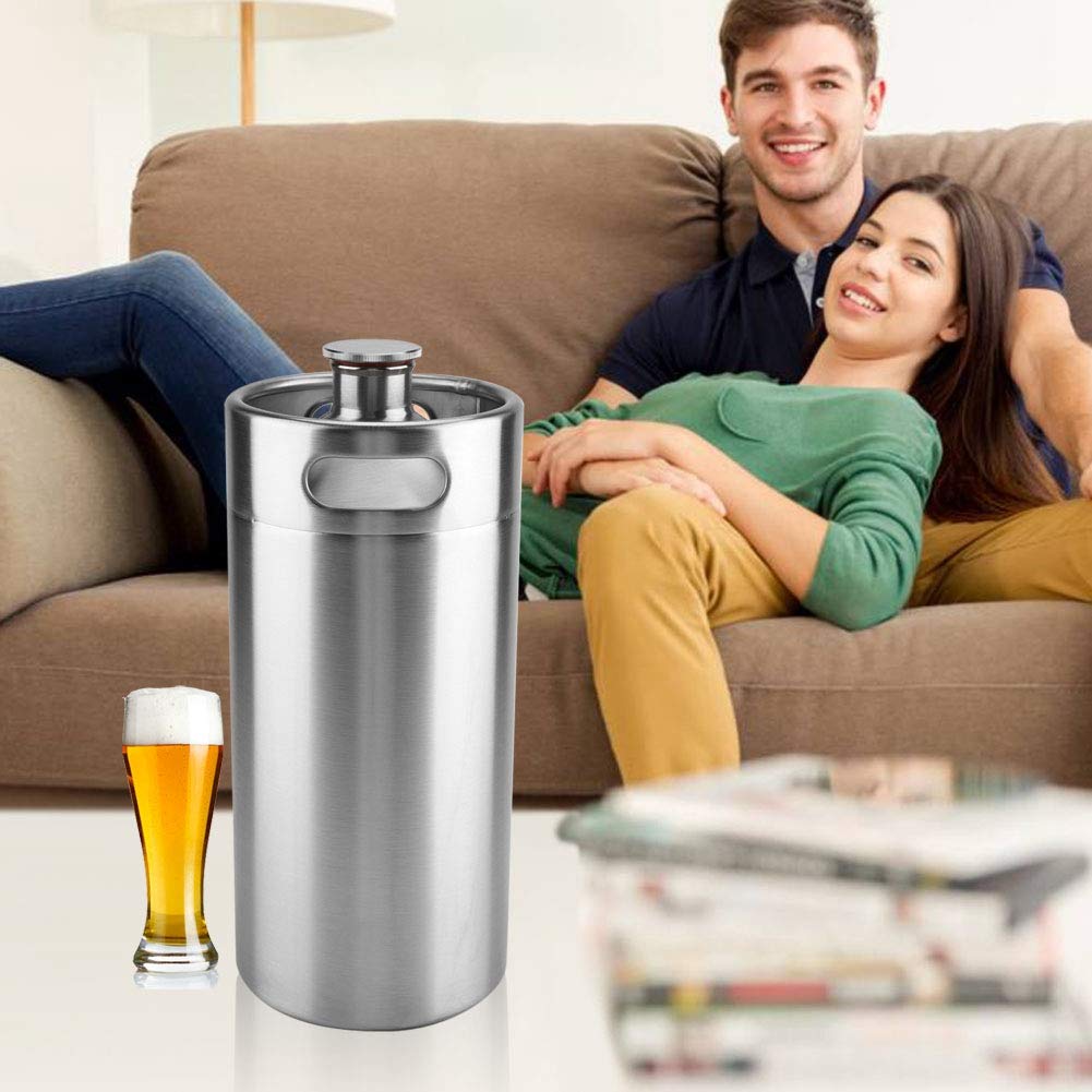 Fusto per birra, mini barile in acciaio inox con doppia maniglia, per casa, hotel, campeggio, picnic