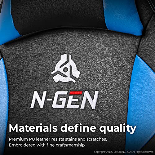 N-Gen Gaming Chair Ergonomic Office Chair Pc Desk Chair With Lumbar Support Flip Up Arms Levelled Seat Style Headrest Pu Leather Executive High Back Computer Chair For Adults Women Men (4. Blue) #TOP6