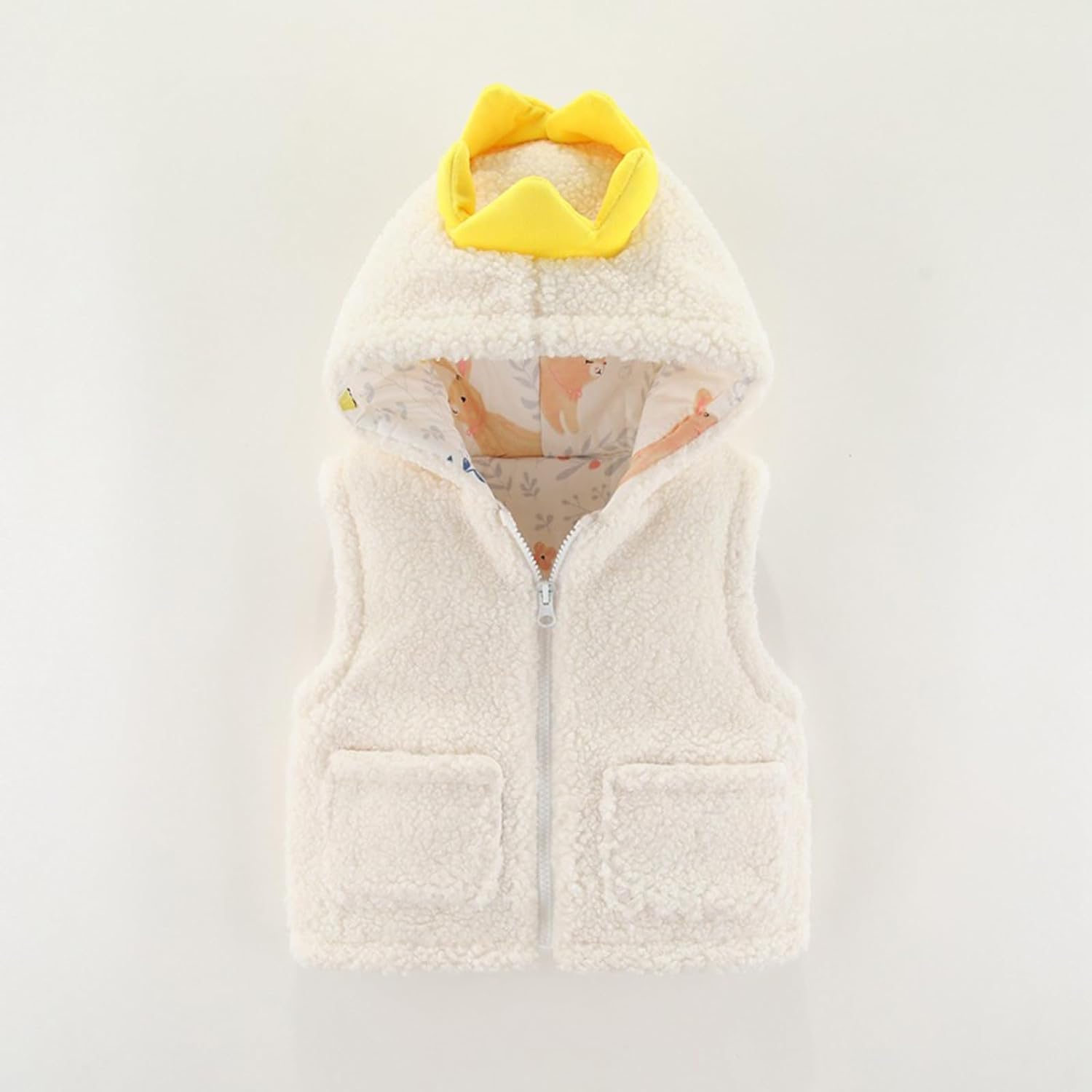Toddler Winter Coat Faux Fur Sleeveless Jacket Soft Fleece Gilet Autumn Winter Outerwear Jackets with Small Ears Hooded Vest for Girl Boy