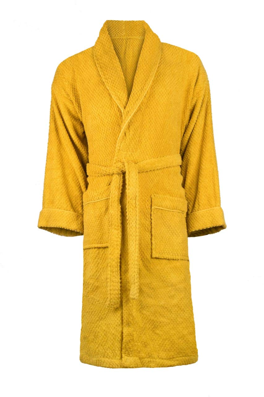 LushhLushh Bathrobe Jacquard SPA Quality Gift Pack, Ochre (Small/Medium)