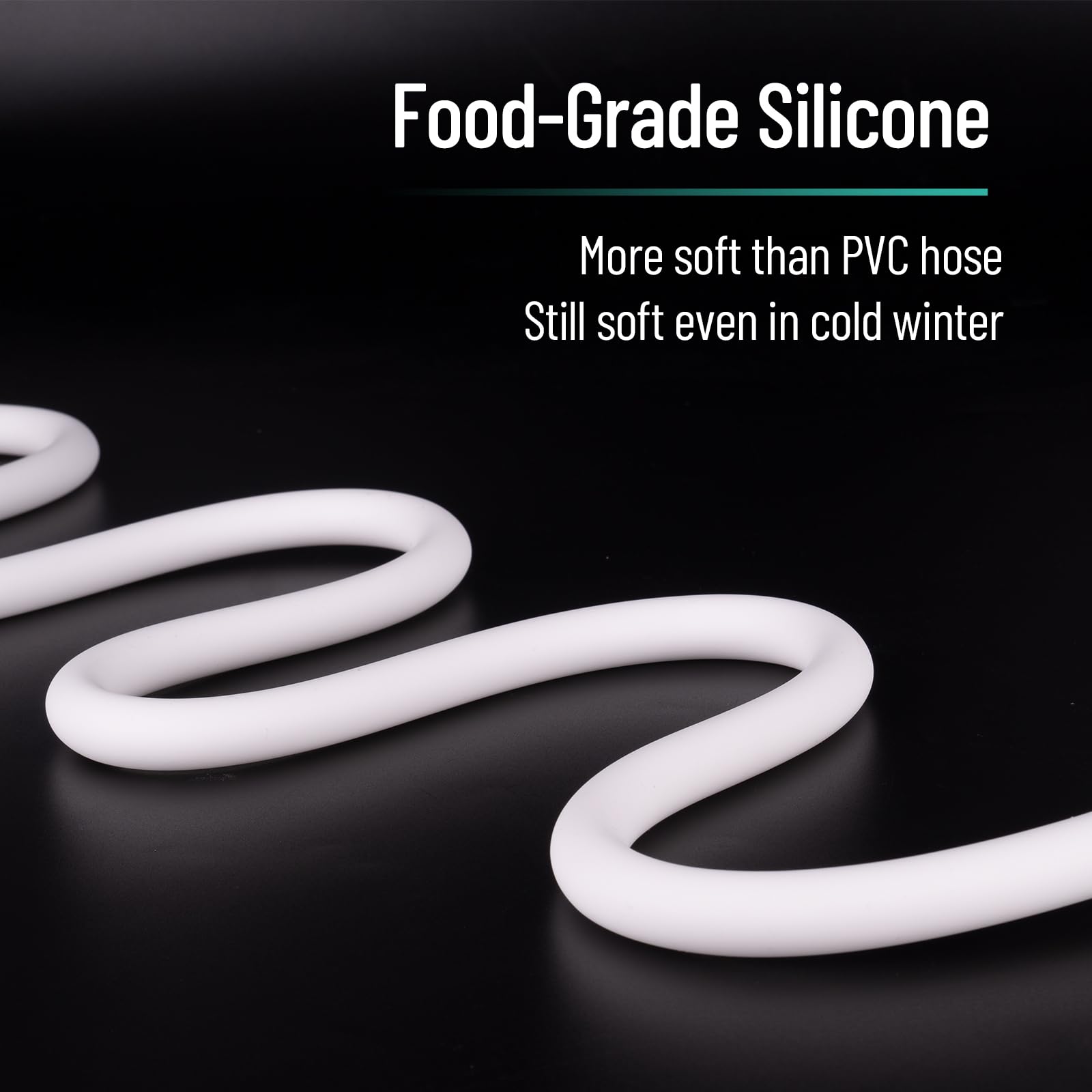 Tubo Doccia 2 Metri, Tubo Flessibile Doccia in Silicone Ultra Morbido, Tubo Doccia da Anti Torsione, Anti Esplosione, G1/2 Pollici, Bianco