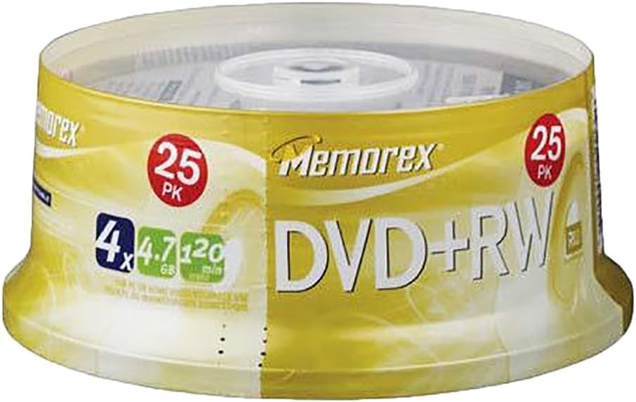Memorex DVD+RW 4.7GB (4X Speed) x 25 discs on Spindle