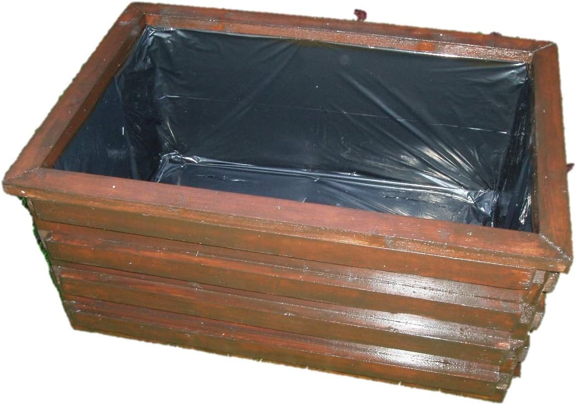 Pottyplanters Handmade pre-assembled wooden 600mm x 400mm rectangular staggered walnut stained planter.