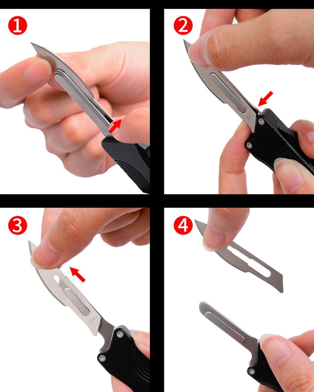 AR385 Small Retractable Box Cutter EDC Pocket Scalpel Knife with 20pcs Carbon Steel Blades, Aluminum Alloy Handle, Precision Craft DIY Tool for Office Home Arts