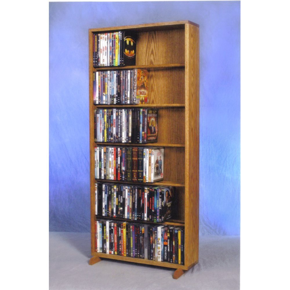 Wood Shed Solid Oak 6 Row Dowel CD/DVD Cabinet Tower Honey Oak