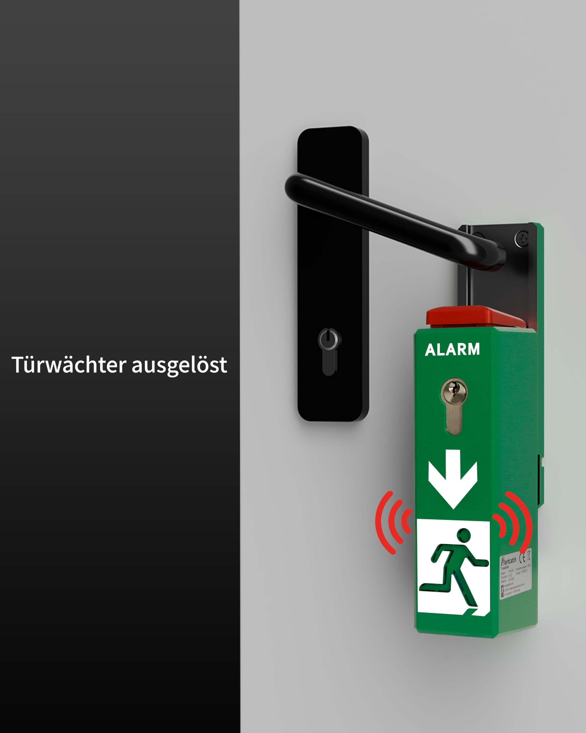Einhand-Türwächter - mit Voralarm - Komplett-Set mit Einzelschließzylinder