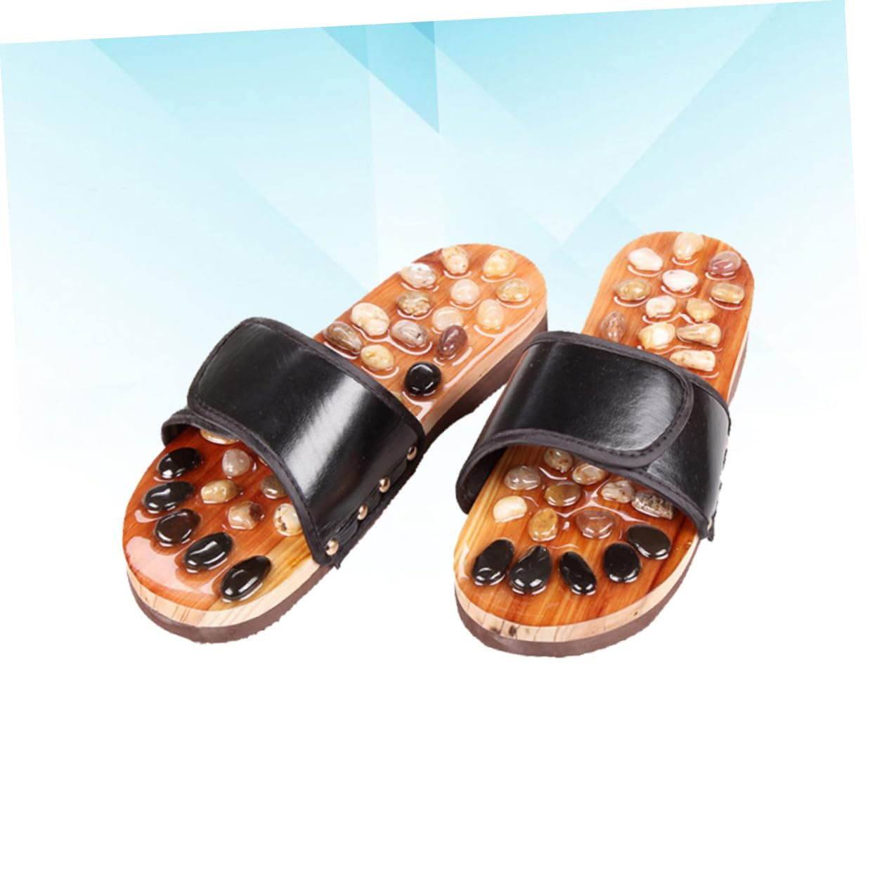 Slipper Größe 38 Akupressur Rutschfeste Fußmassage Schwarz für Damen