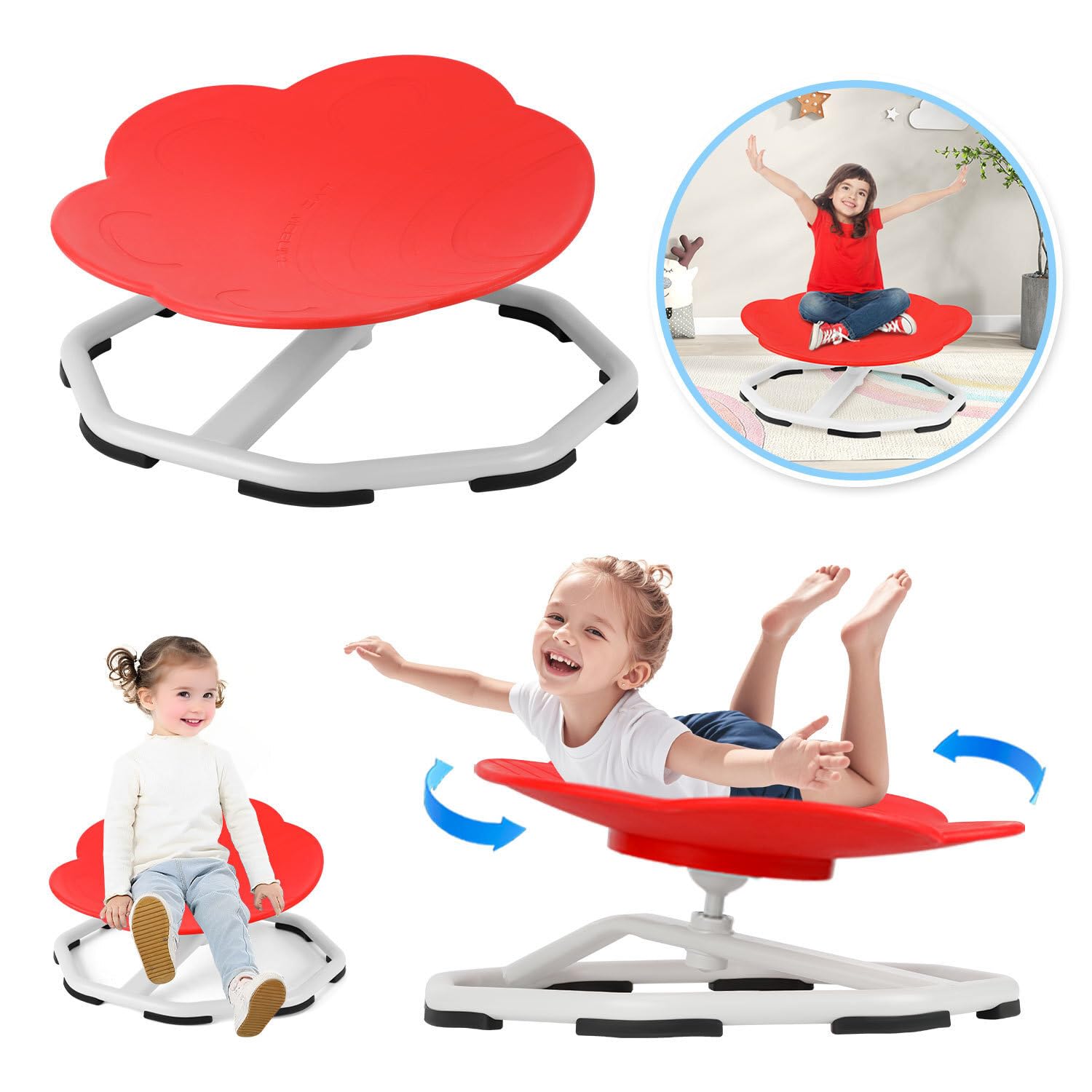 Chaise pivotante sensorielle pour enfant à 360° - Balance silencieuse - Avec plateau basculant sûr - Siège ergonomique et design pattes de chat - Jouet sensoriel pour garçons et filles