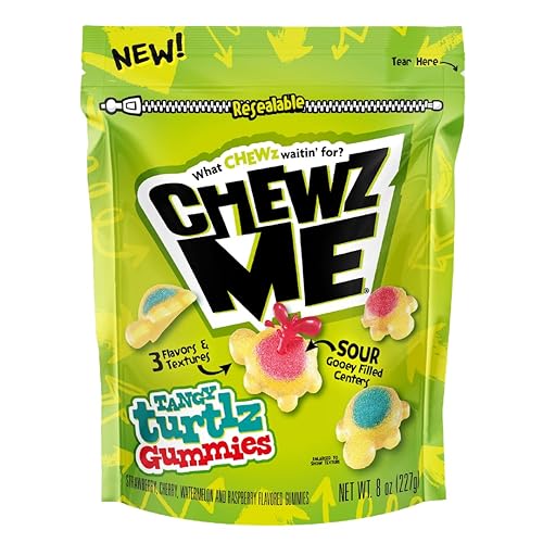 ChewzMe Turtlz - Gomitas rellenas de gelatina y aperitivos afrutados - Gomitas en forma de tortuga y caramelo masticable en varios sabores - 8 onzas disponible en Yaxa Costa Rica