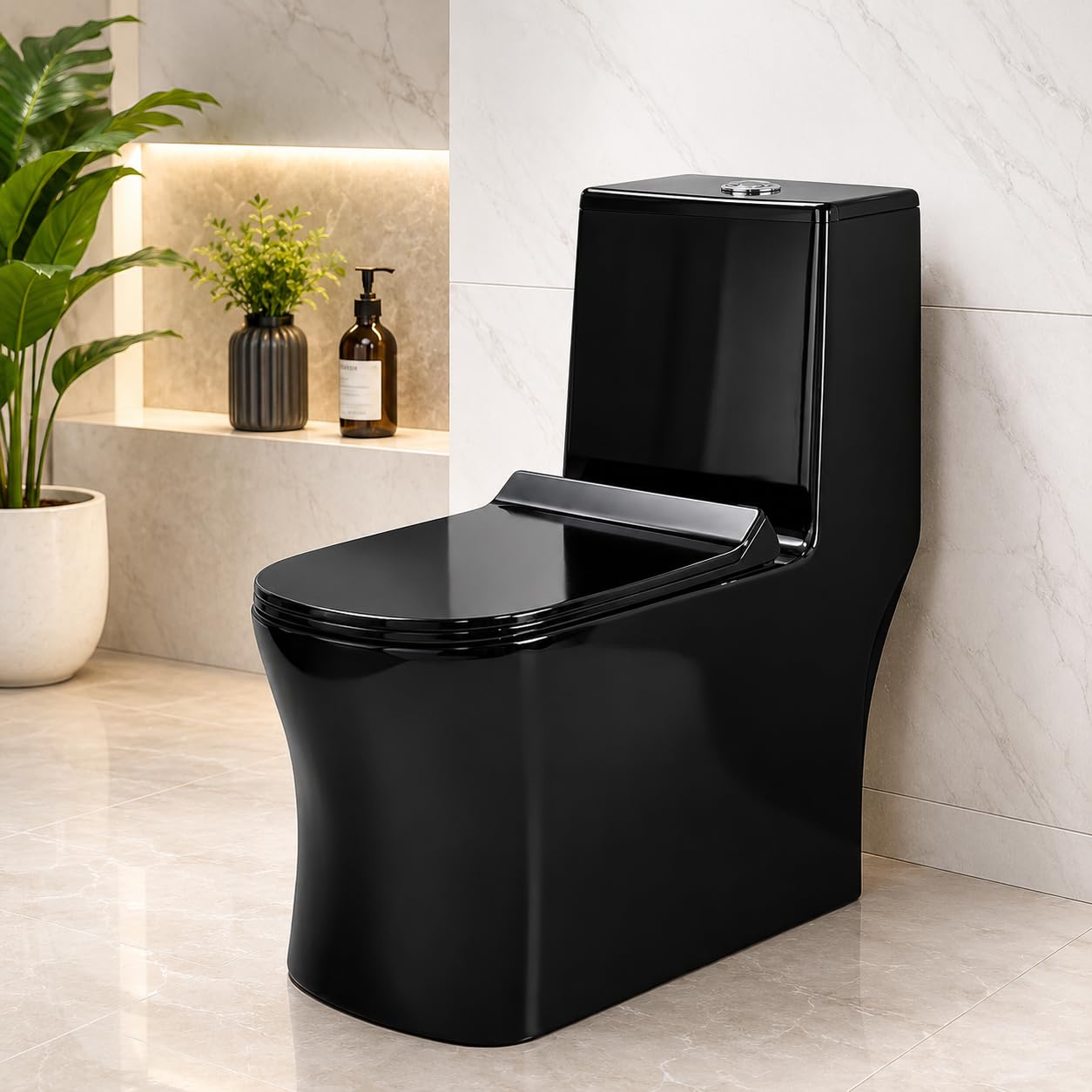KrissKross Premium Western Floor Mounted One Piece Water Closet Ceramic Western Toilet/Commode With Soft Close Seat Cover For Lavatory, Toilets S-Trap Outlet Is From Floor (Black)-image-40