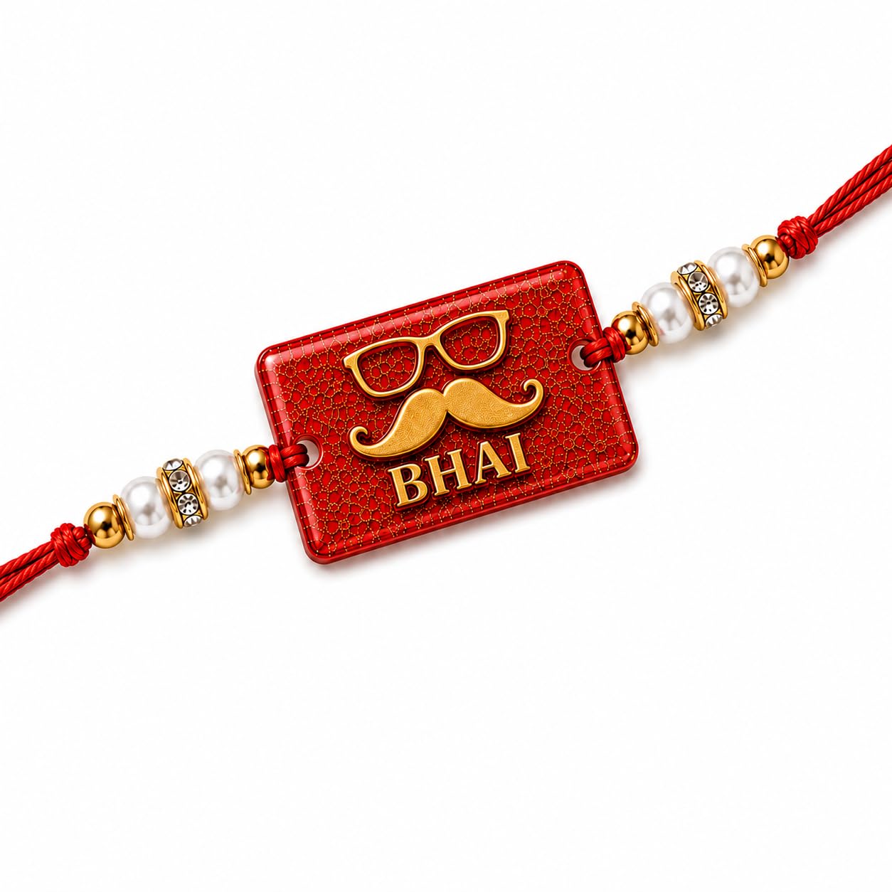 Bhai Resin Rakhi for Brother | Handmade Red Pearl & Golden Beaded Rakhi | Premium Designer Raksha Bandhan Gift-picture-40