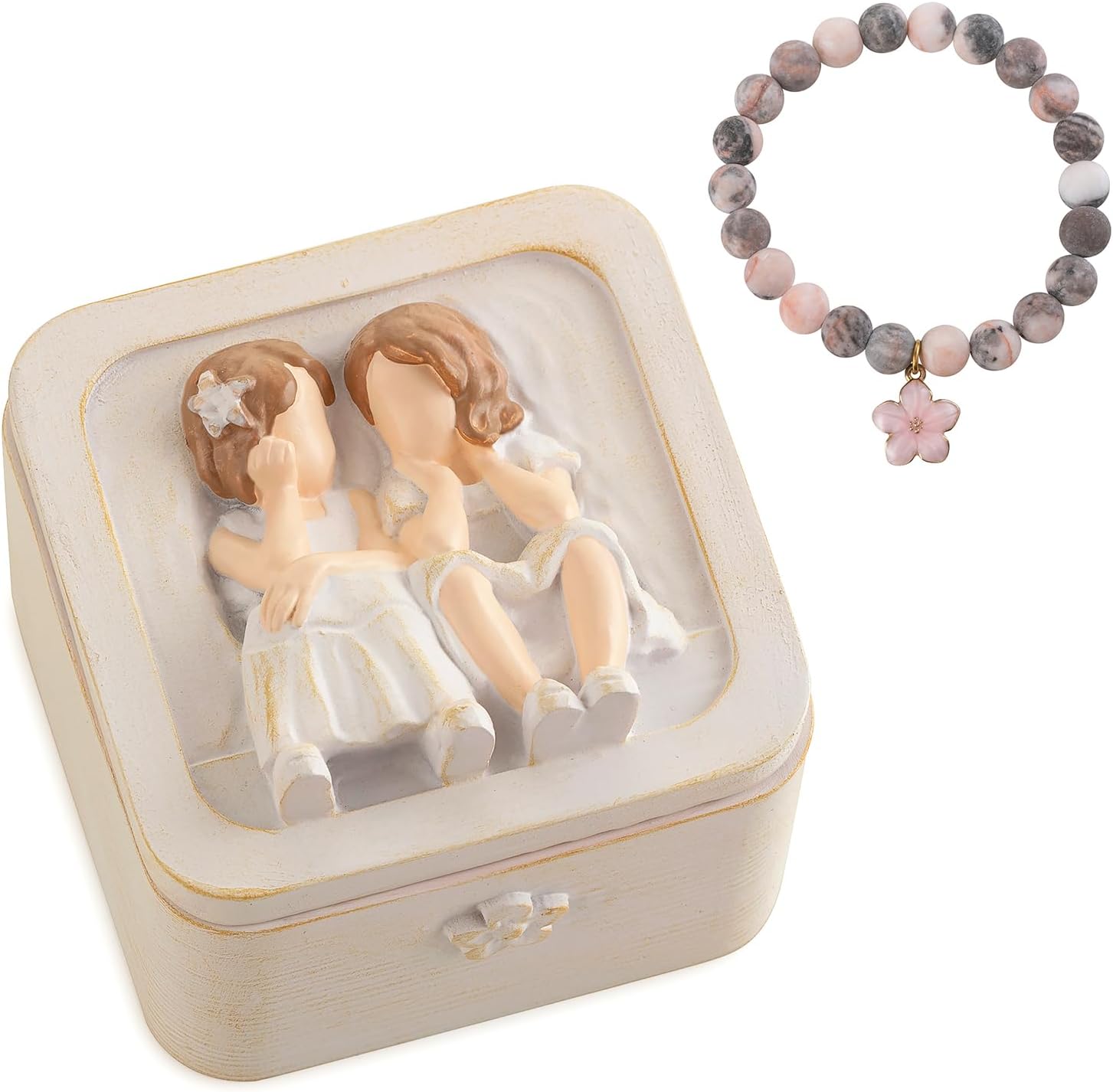 Storieme Friendship Keepsake Gifts for Women: Unique Best Friend Sisters Birthday Gift from Sister - Small Resin Box with Bracelet