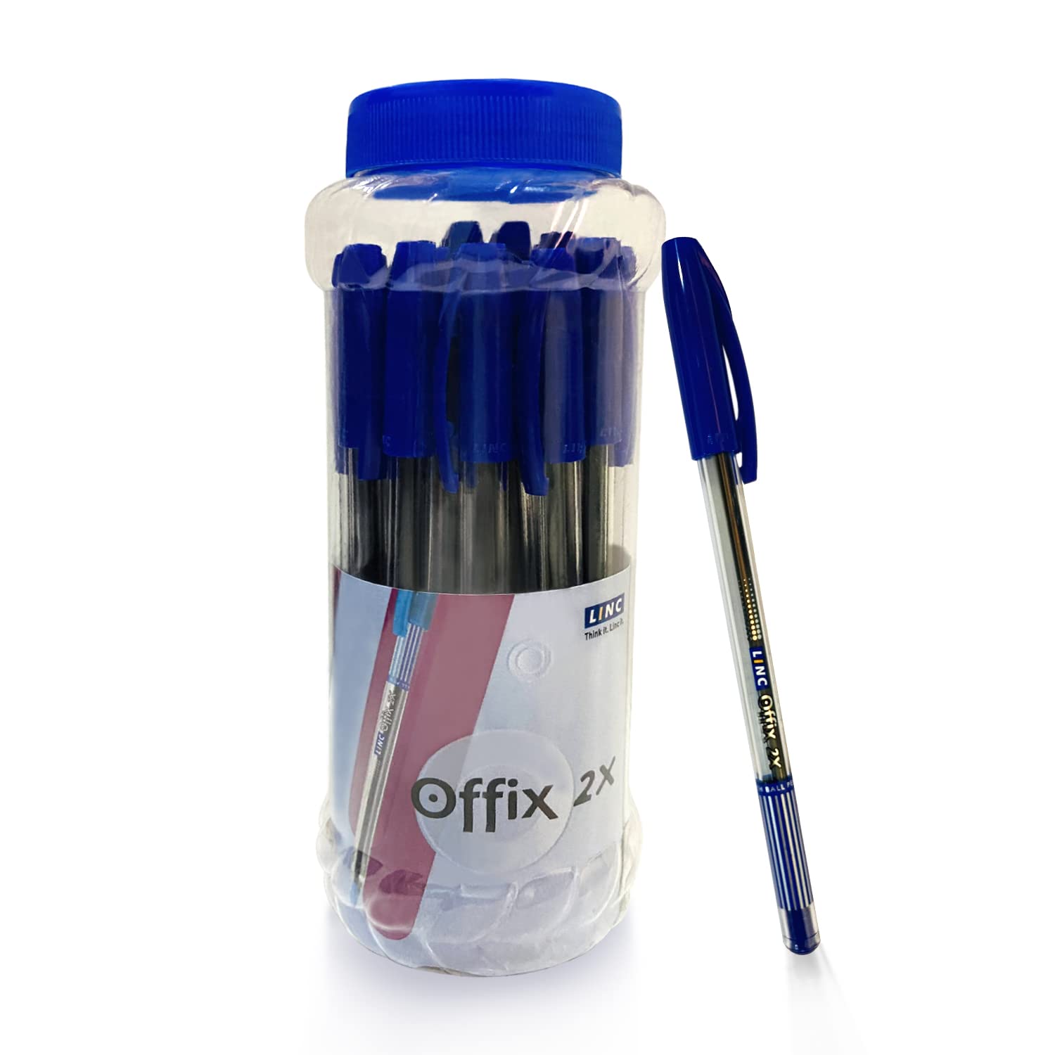 Linc Offix 2X Lightweight Ball Pen Jar 0.7mm, Blue Ink Ball Pens
