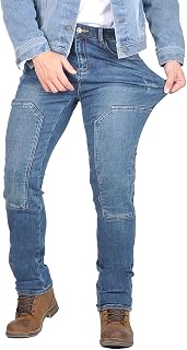 Pantalones Moto Hombre Vaqueros con Desmontables Protecciones, Jeans Moto Hombre Stretch con Cintura Elástica, Rodilleras Ajustables, Pantalón Transpirable para Uso Urbano