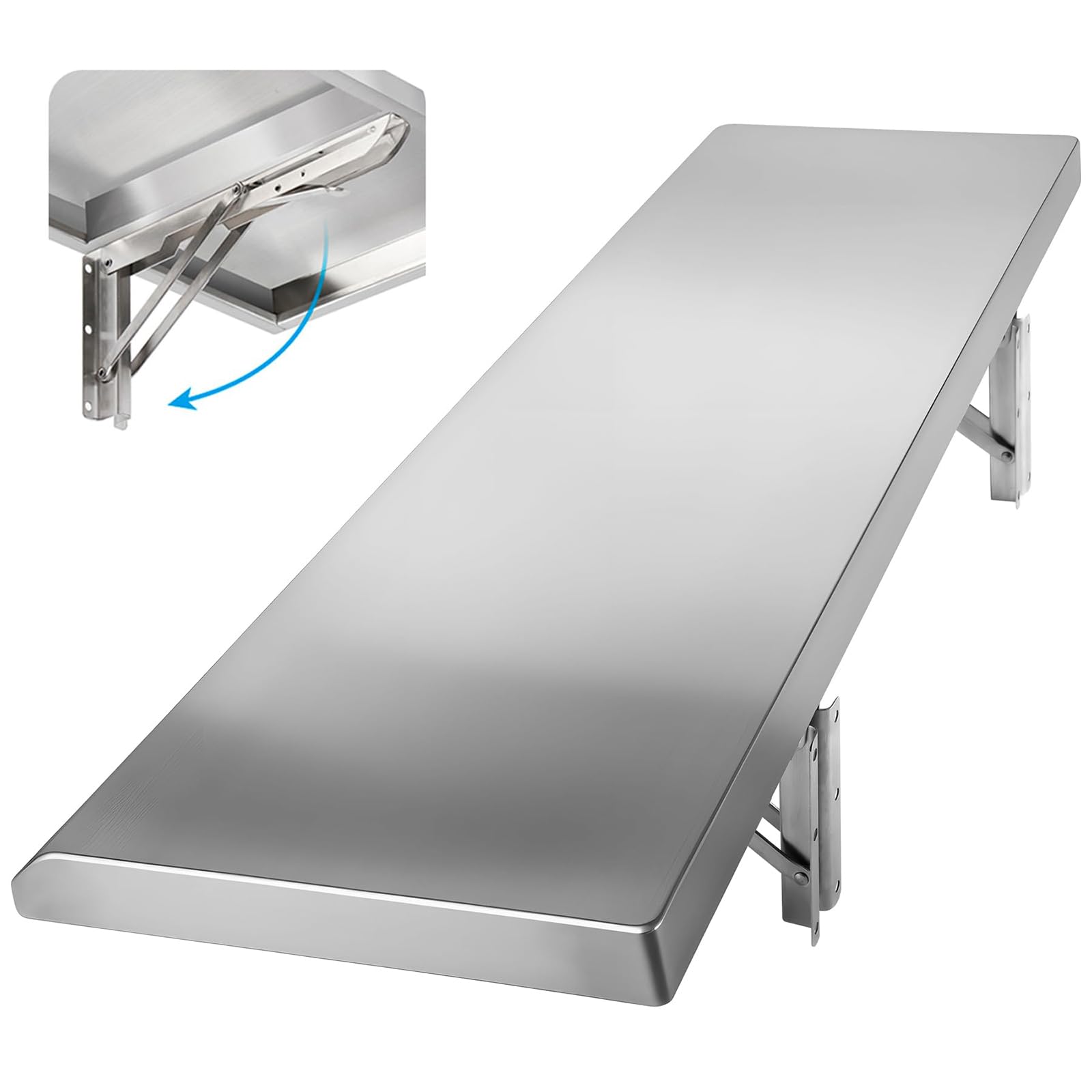 Folding Concession Shelf, Stainless Steel Drop Down Folding Serving Food Shelf Concession Stand Serving Shelf for Concession Windows,90 * 40cm