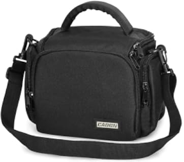 CADeN - Bolso cruzado para cámara compacta compatible con cámaras y lentes Nikon, Canon, Sony SLR/DSLR sin espejo, resistente al agua (1.0 S, Negro)