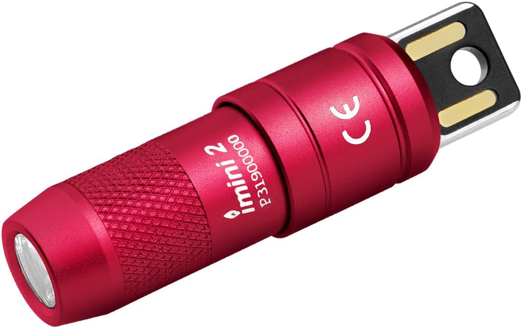 OLIGHT IMINI 2 EDC Rechargeable Keychain Flashlight, 50 Lumens Compact and Portable Mini LED Keyring Lights with Built-in Battery Ideal for Everyday Carry and Emergencies (Passionate Red)
