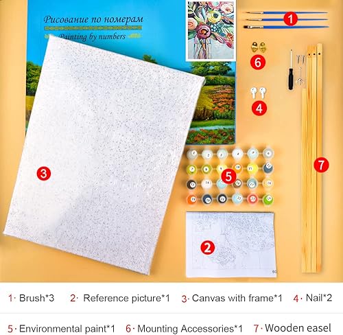 Miniatura 5 de Pintura por números con marco de flores pintura abstracta por número para adultos kits de pintura por números para adultos pintura de dibujo en