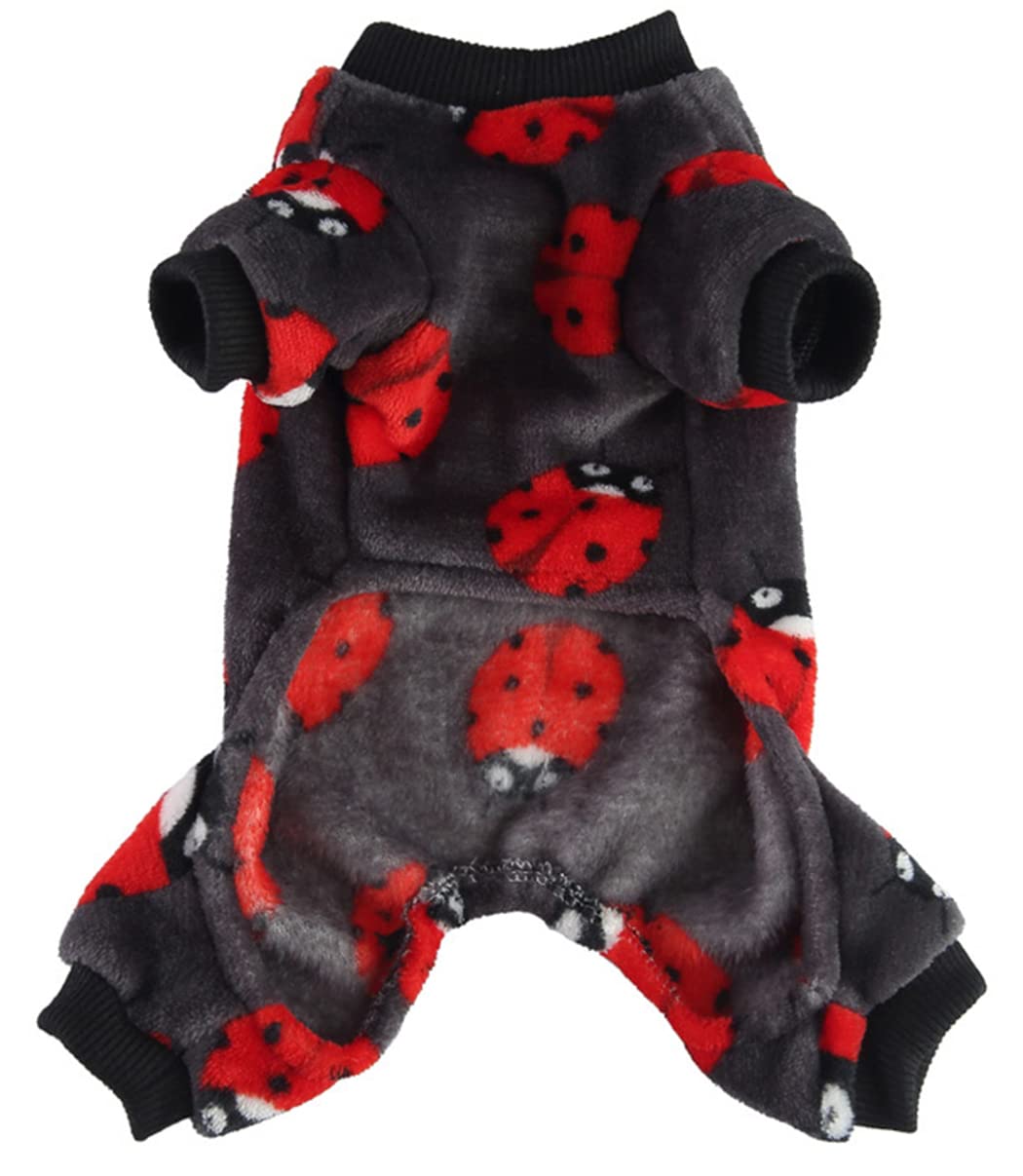 XIAOYU Cute Ladybug Pattern Dog Pajamas Pet Clothes Doggie Halloween Christmas Costumes Puppy Cat Jumpsuits, M - Image 2