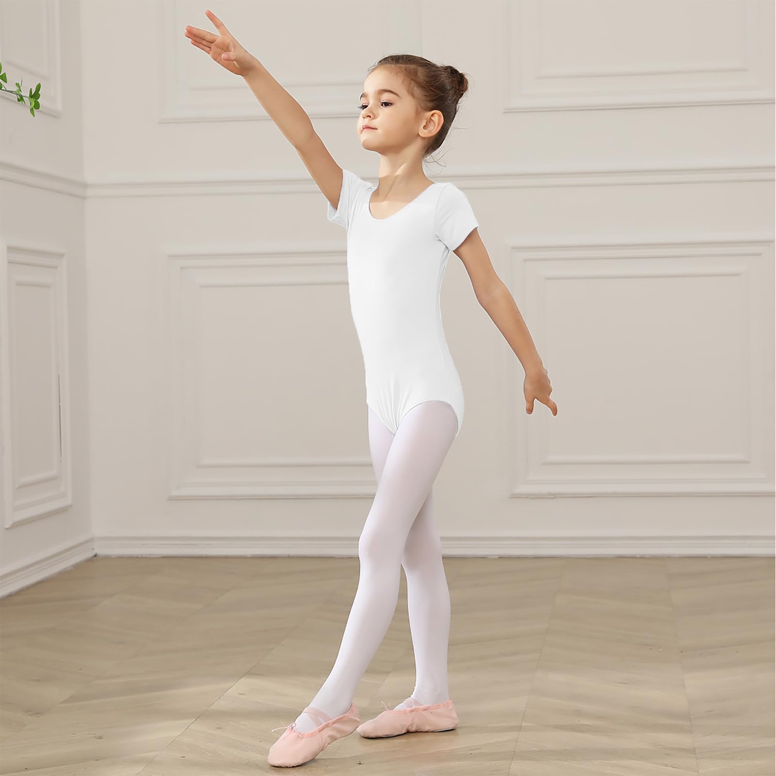 Visita la tienda de HIPPOSEUS HIPPOSEUS Maillot de Ballet Danza para Niña Mangas Corta Ballet Body Leotardos Danza Clásico Gimnasia Ritmica, AM0019DX in use