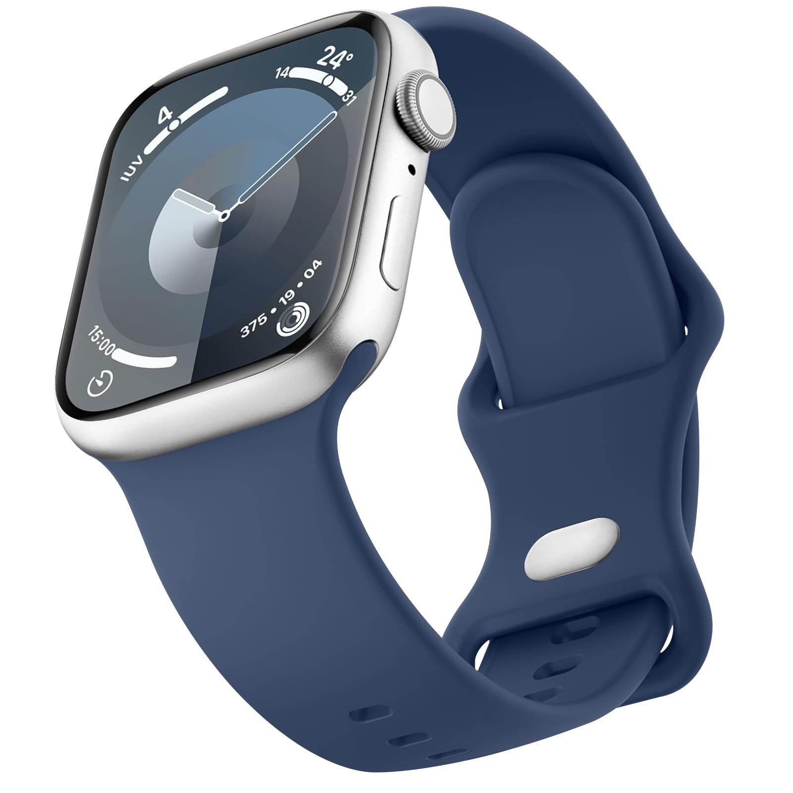 Sport Bands Compatible with Apple Watch Band 41mm 40mm 38mm, Soft Silicone Correa Wristband Replacement Strap Compatible for Apple Watch SE2 SE Series 9 8 7 6 5 4 3 Women Men, Navy Blue,