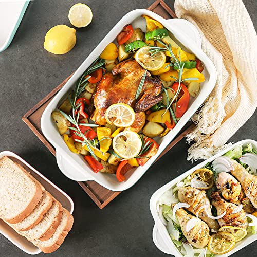 Sweejar Ceramic Baking Dish, Non-Stick Roasting Pan With Handles, Rectangular Lasagna Pan For Cooking, Kitchen, Cake Dinner, Banquet And Daily Use, 13 * 9 Inches, Set Of 3 (Jade) #TOP2