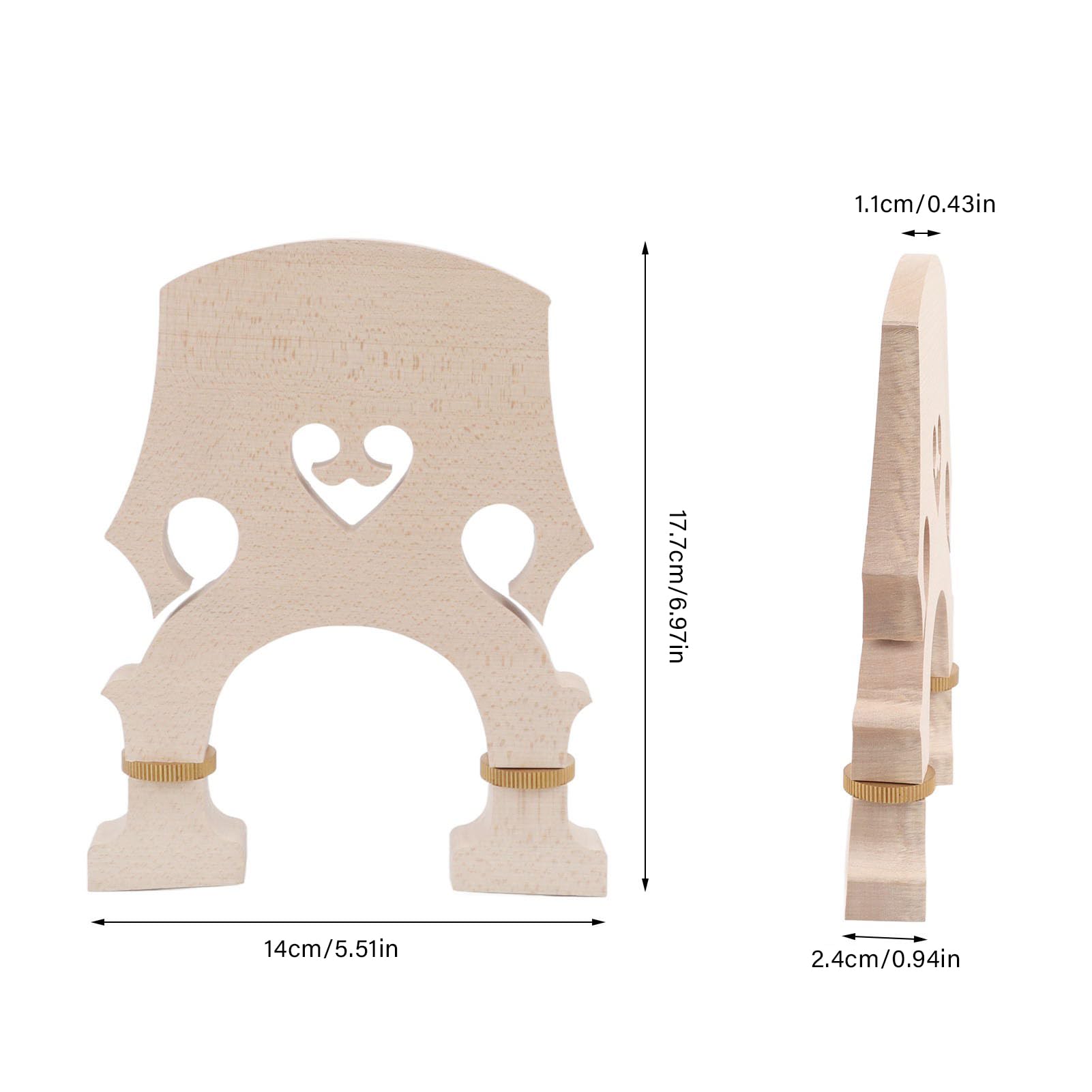 Bridge violino a doppio ponte basso bridge contrabbass bridge premium sostituzione della vite in ottone per musicisti professionisti Maple Wood (1/2)