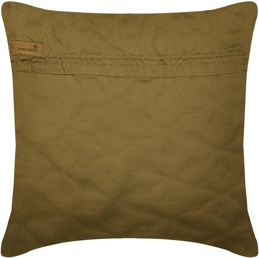 The HomeCentric Pillow Cover, Gold Accent Pillows, Beaded Medallion Flower Pillows Cover, 18x18 inch (45x45 cm) Decorative Pillow Covers, Square Silk Pillowcase, Floral Throw - Gold Blossomings