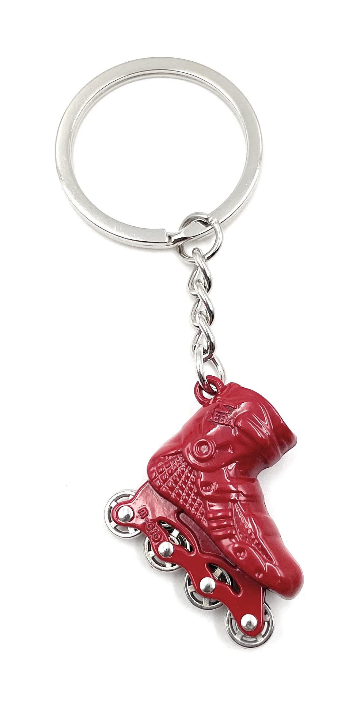 Onwomania Keychain Inline skates roller skates red silver Charm Chain Key Ring