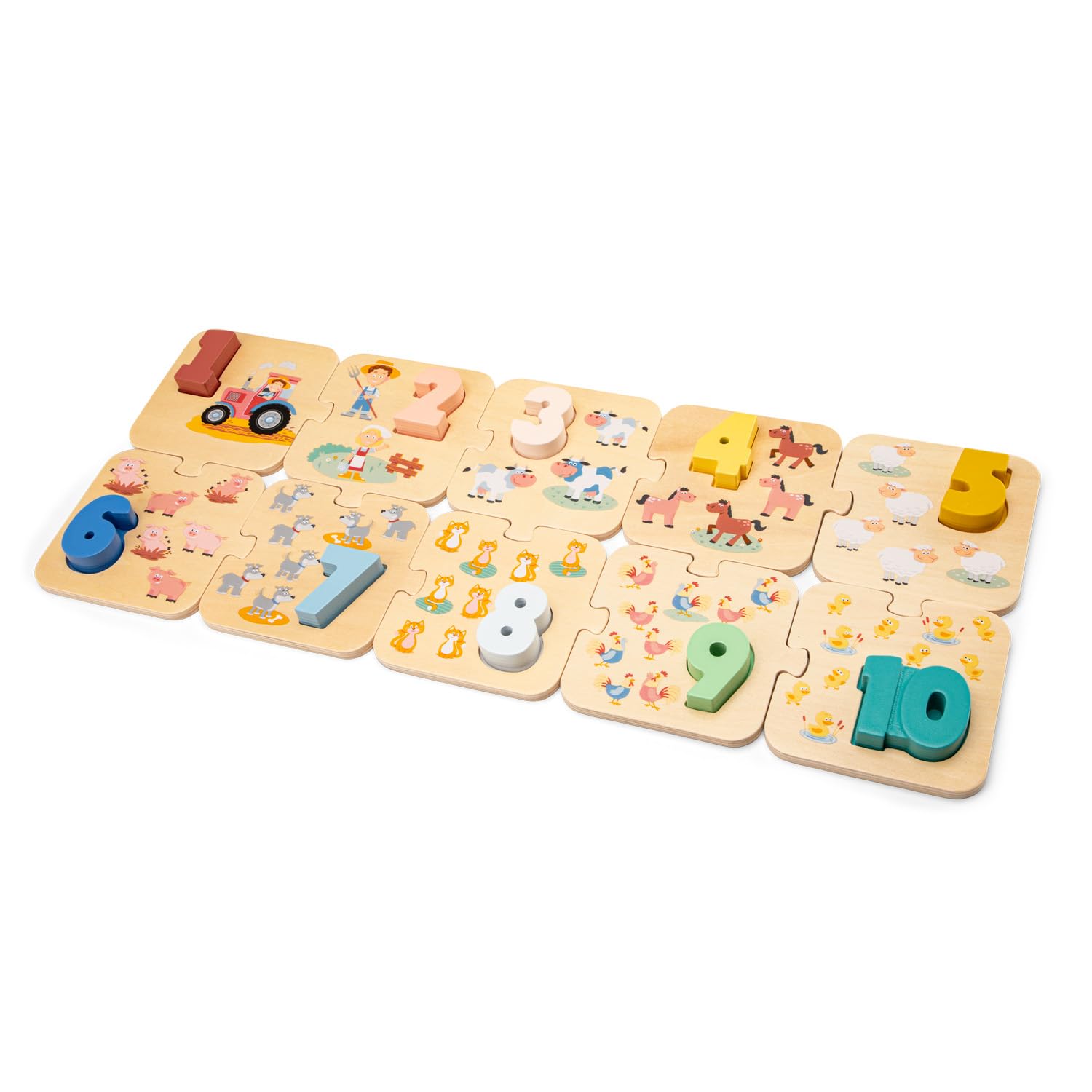 Woet Wooden Number Puzzle, FSC Certified Preschool Counting Toy for Toddlers 24 Months+ - Image 4
