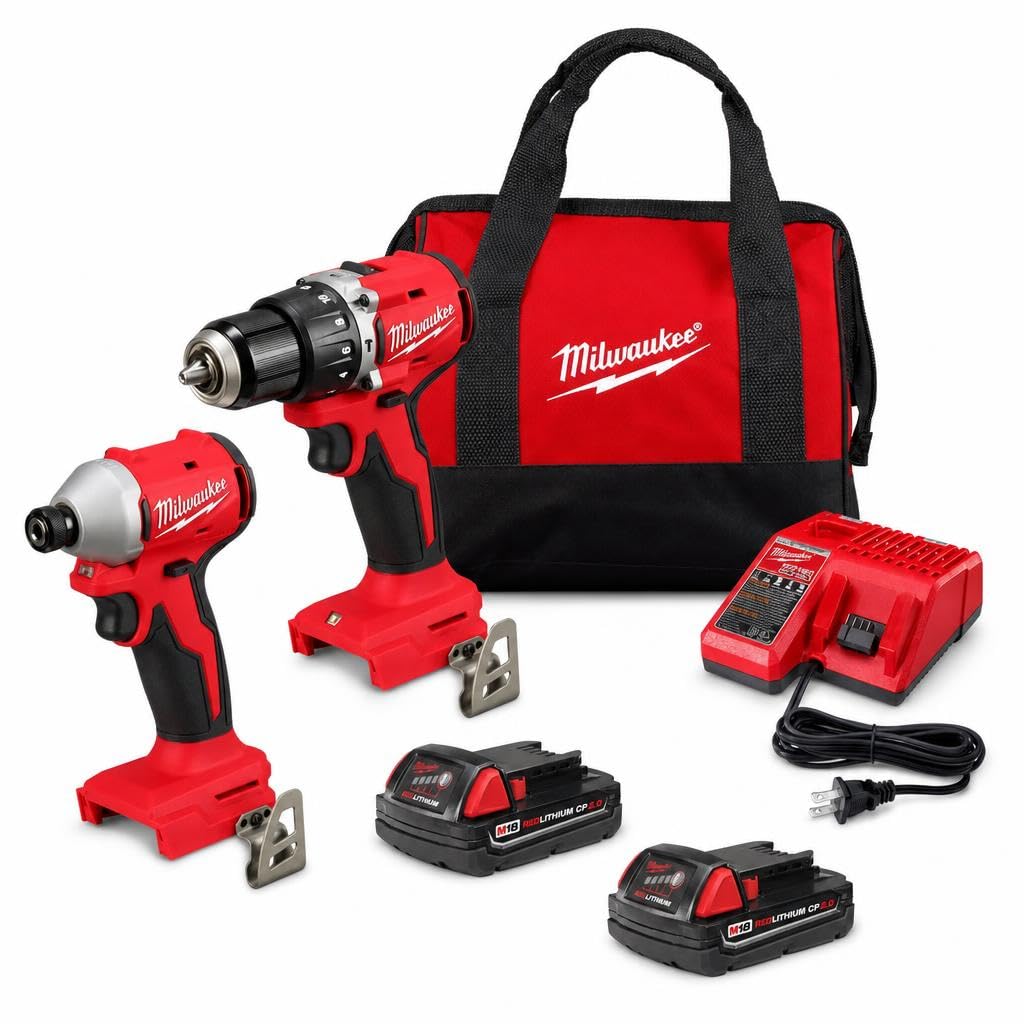 Milwaukee 3610-22CT M18 18V Li-ion Brushless Cordless Compact Hammer Drill and Impact Combo Kit