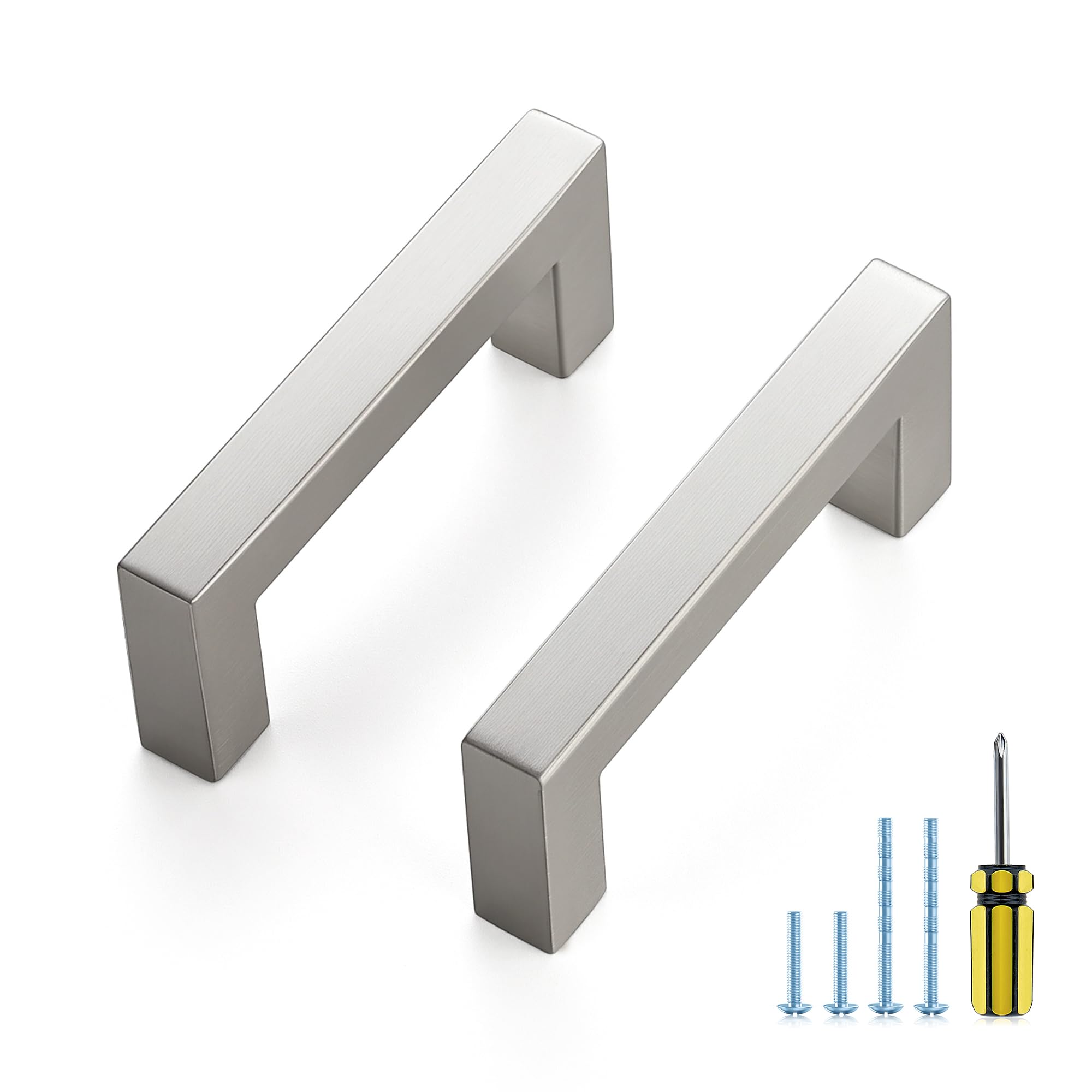 Ravinte Brushed Nickel Square Pulls Cabinet Handles,3 Inch,20 Pack