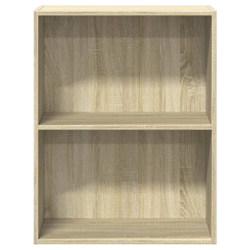 Bücherregal 2 Fächer Sonoma-Eiche Holzwerkstoff 60x30x76,5 cm Standregal mit Stauraum für Bücher, Ablage, Büro und Wohnzimmer als praktisches Regalsystem